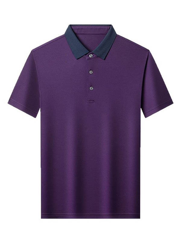 Men's Pure Silk Polo Shirt with Contrasted Collar