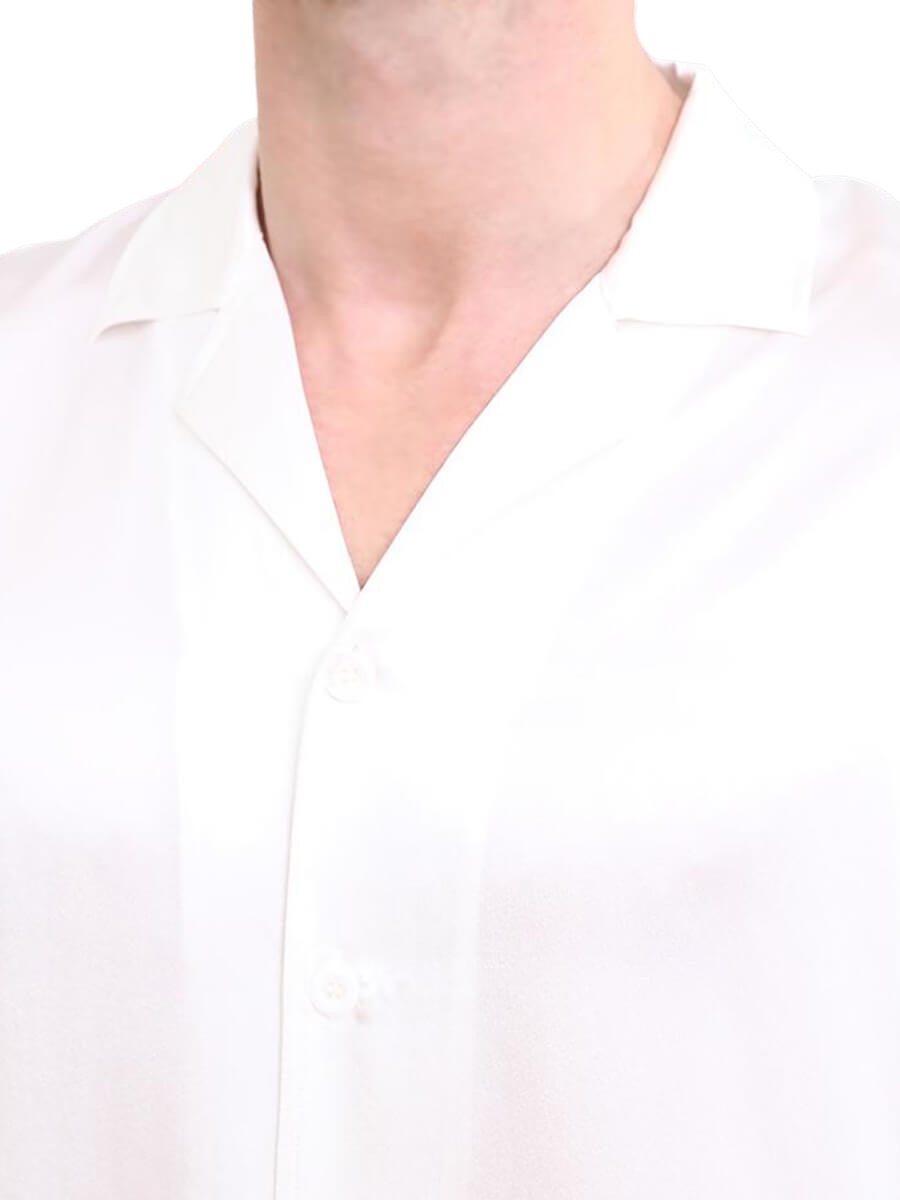 Men’s Relaxed-Fit Short Sleeve Button-Up Silk Camp Collar Shirt