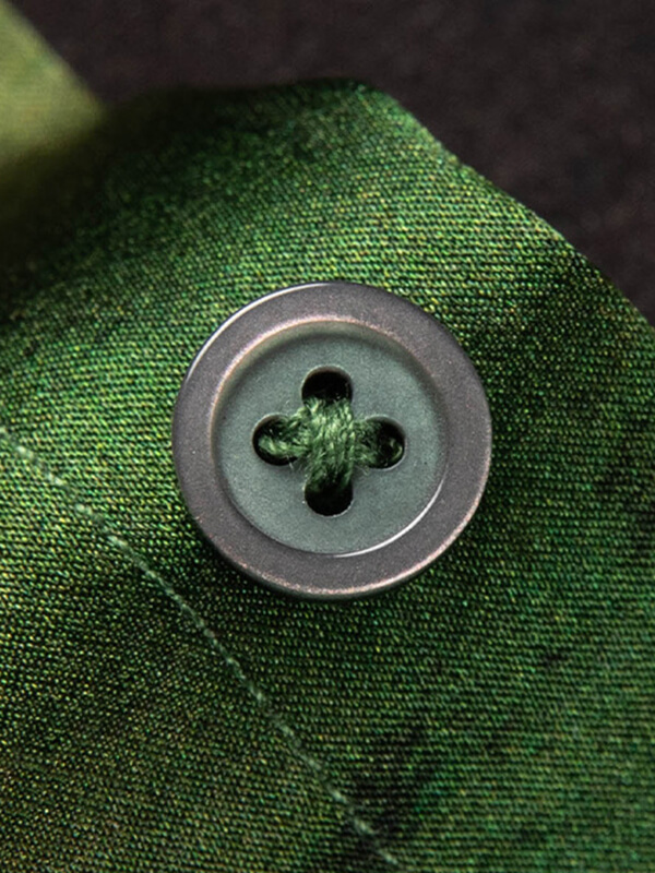 Men's Luxury Green Floral Short Sleeve Silk Dress Shirt