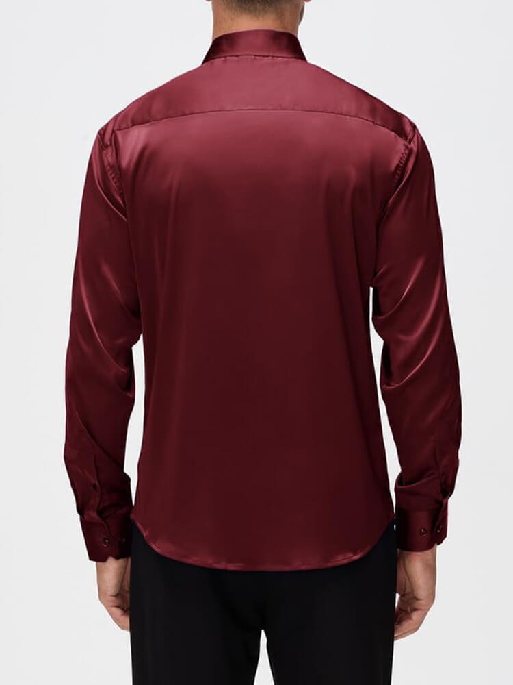 Men's Luxury Button-Up Collar Formal Silk Shirt