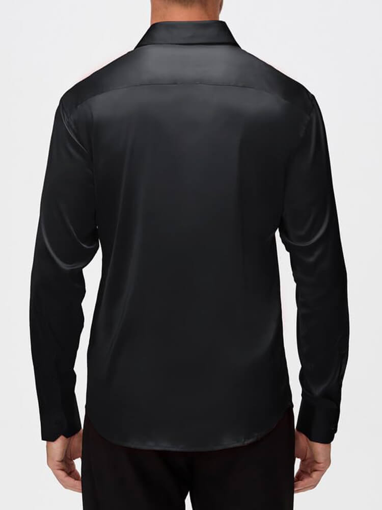 Men's Luxury Button-Up Collar Formal Silk Shirt