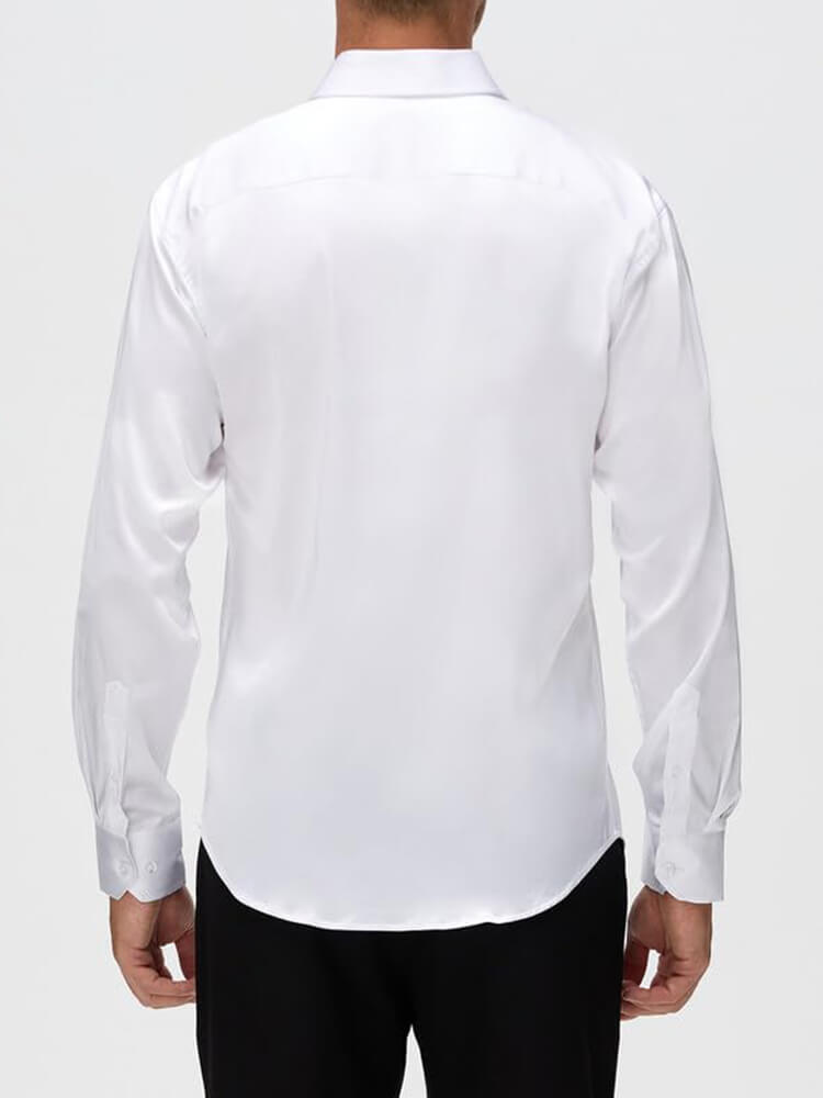 Men's Luxury Button-Up Collar Formal Silk Shirt