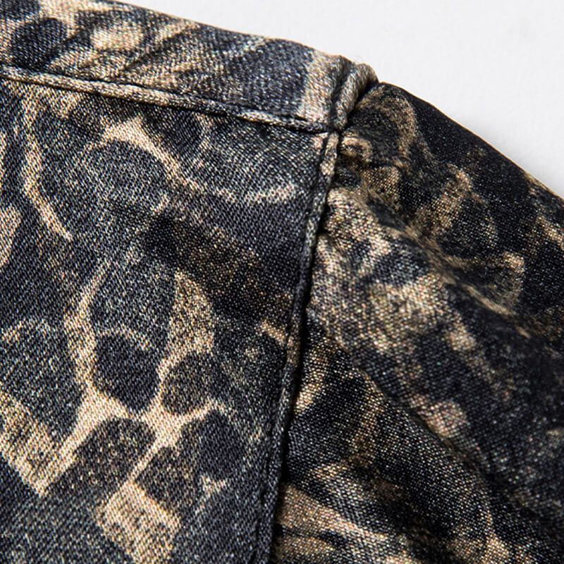 Black and Gold Floral Long Sleeve Silk Dress Shirt For Men