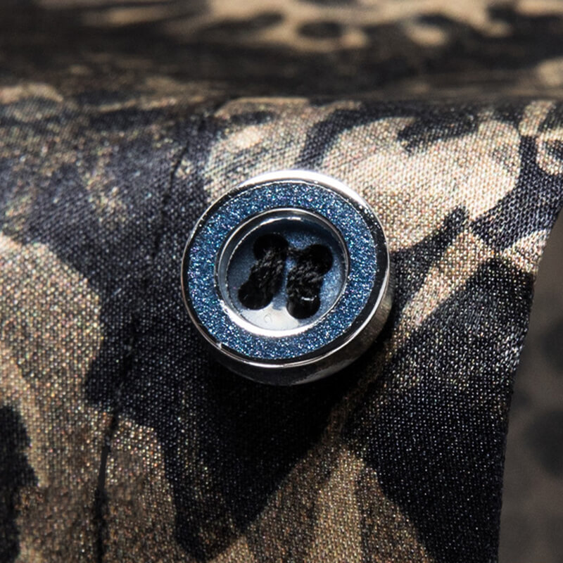 Black and Gold Floral Long Sleeve Silk Dress Shirt For Men