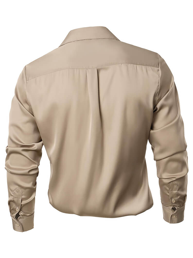 22 Momme Men's Classic Long Sleeve Silk Cuban Collar Shirt