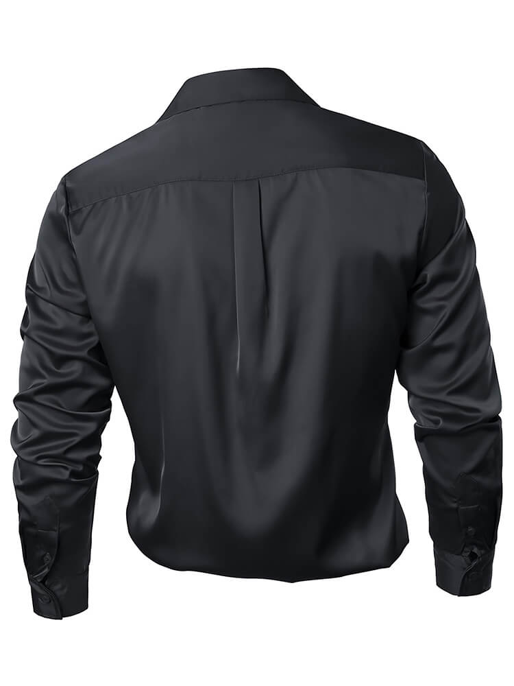 22 Momme Men's Classic Long Sleeve Silk Cuban Collar Shirt