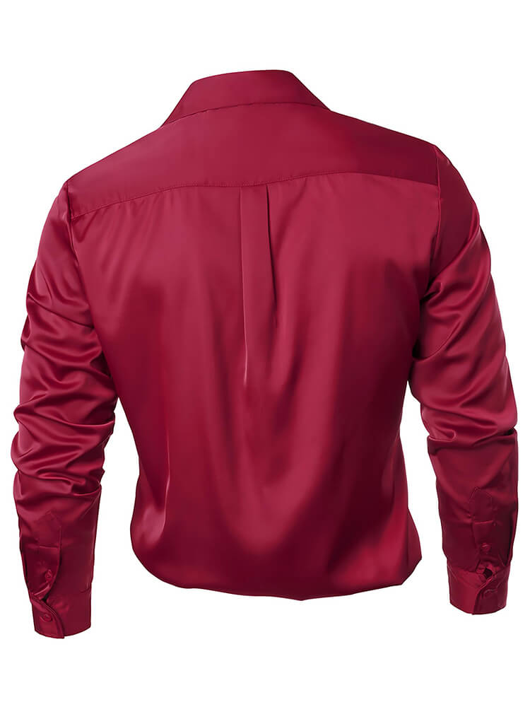 22 Momme Men's Classic Long Sleeve Silk Cuban Collar Shirt