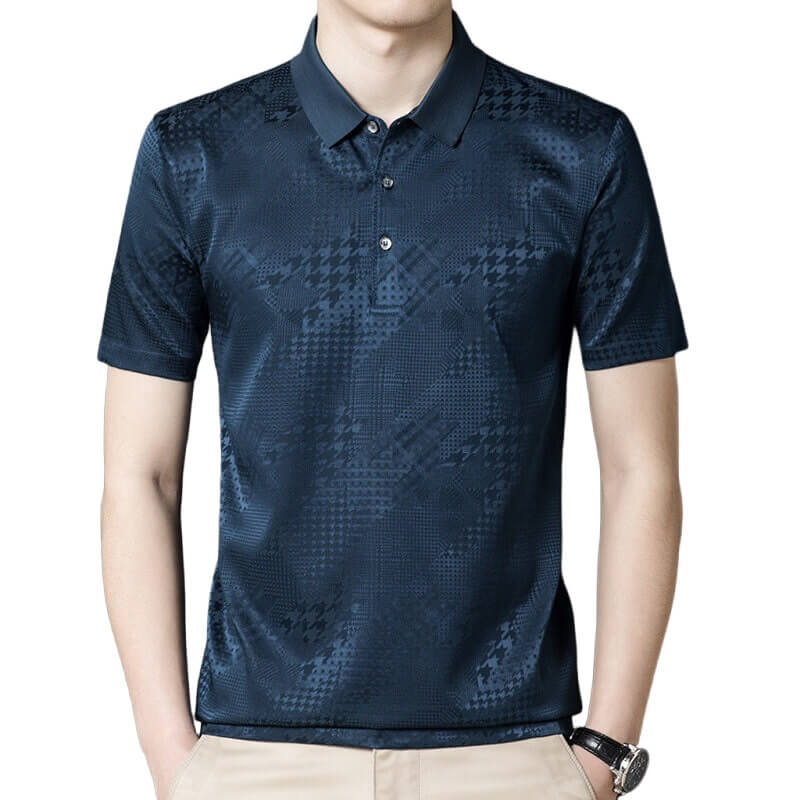 Men's Jacquard Stretch Silk Polo Shirt