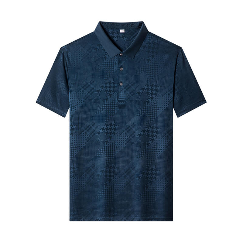 Men's Jacquard Stretch Silk Polo Shirt