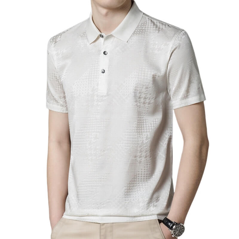 Men's Jacquard Stretch Silk Polo Shirt