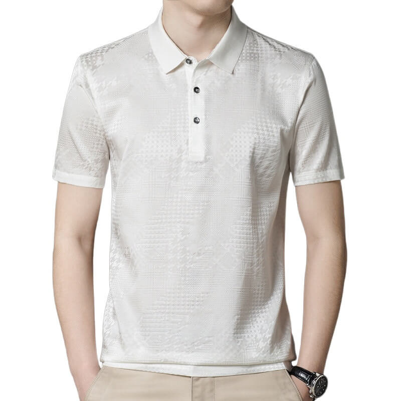 Men's Jacquard Stretch Silk Polo Shirt