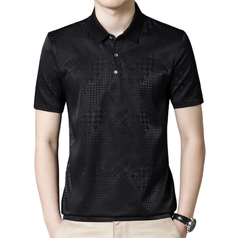 Men's Jacquard Stretch Silk Polo Shirt