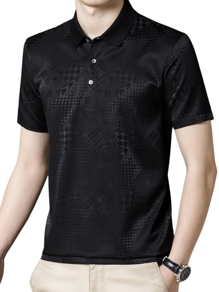 Men's Jacquard Stretch Silk Polo Shirt