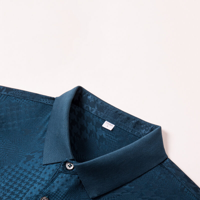 Men's Jacquard Stretch Silk Polo Shirt