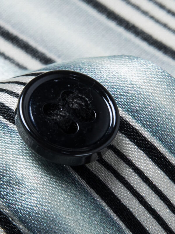 Men’s Classic Striped Short Sleeve Button-Up Silk Dress Shirt