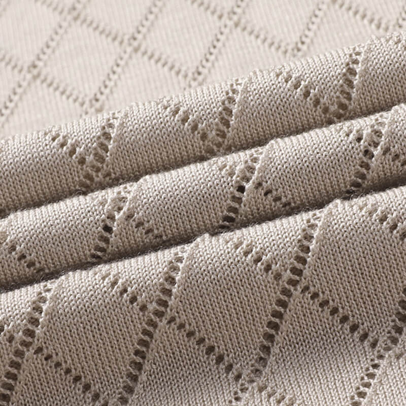 Men’s Diamond Knit Short Sleeve Crew Neck Silk Textured T-Shirt