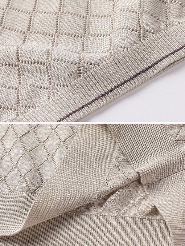 Men’s Diamond Knit Short Sleeve Crew Neck Silk Textured T-Shirt