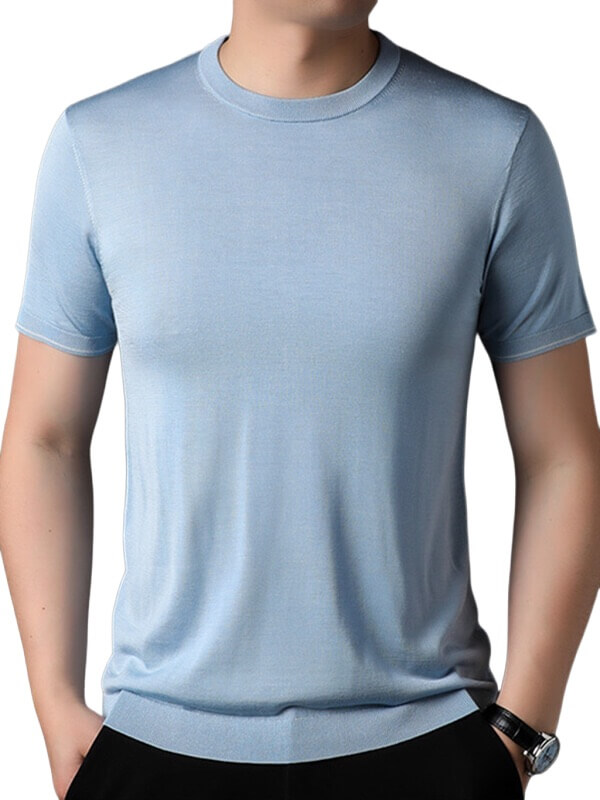 Men’s Lightweight 100% Silk Crewneck Sweater T-Shirt