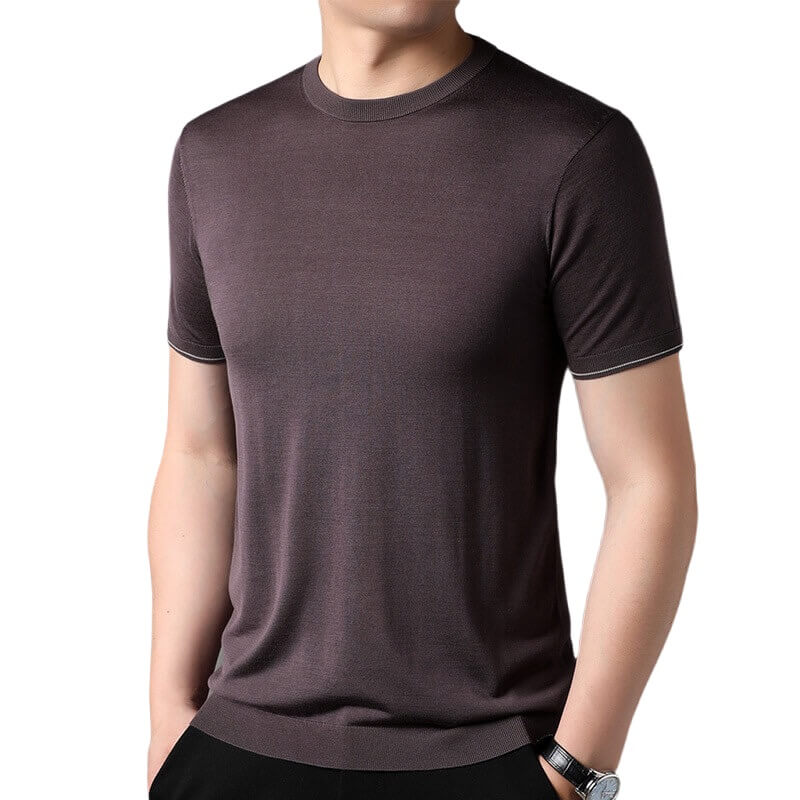 Men’s Lightweight 100% Silk Crewneck Sweater T-Shirt