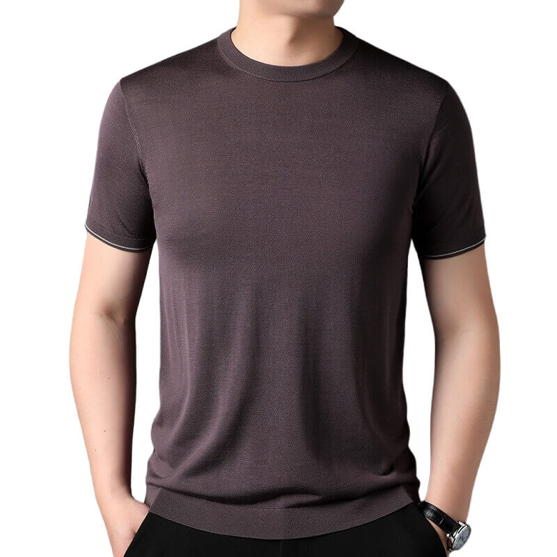 Men’s Lightweight 100% Silk Crewneck Sweater T-Shirt