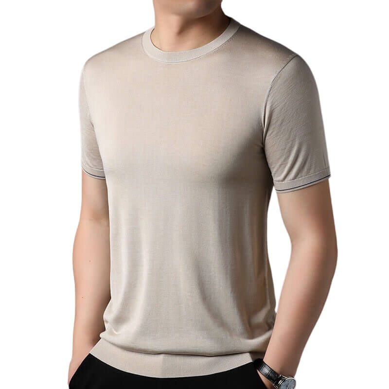 Men’s Lightweight 100% Silk Crewneck Sweater T-Shirt