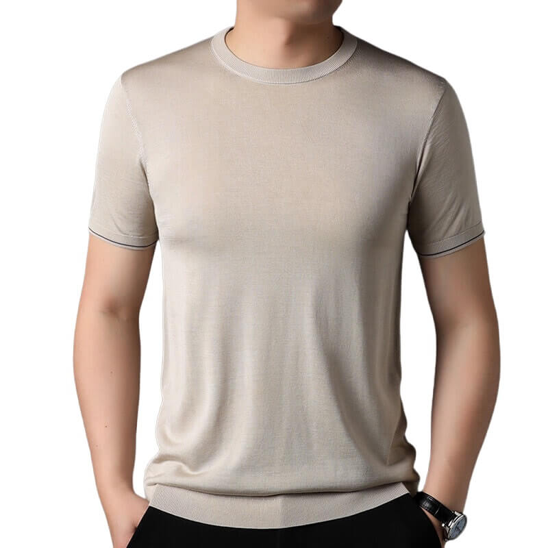 Men’s Lightweight 100% Silk Crewneck Sweater T-Shirt