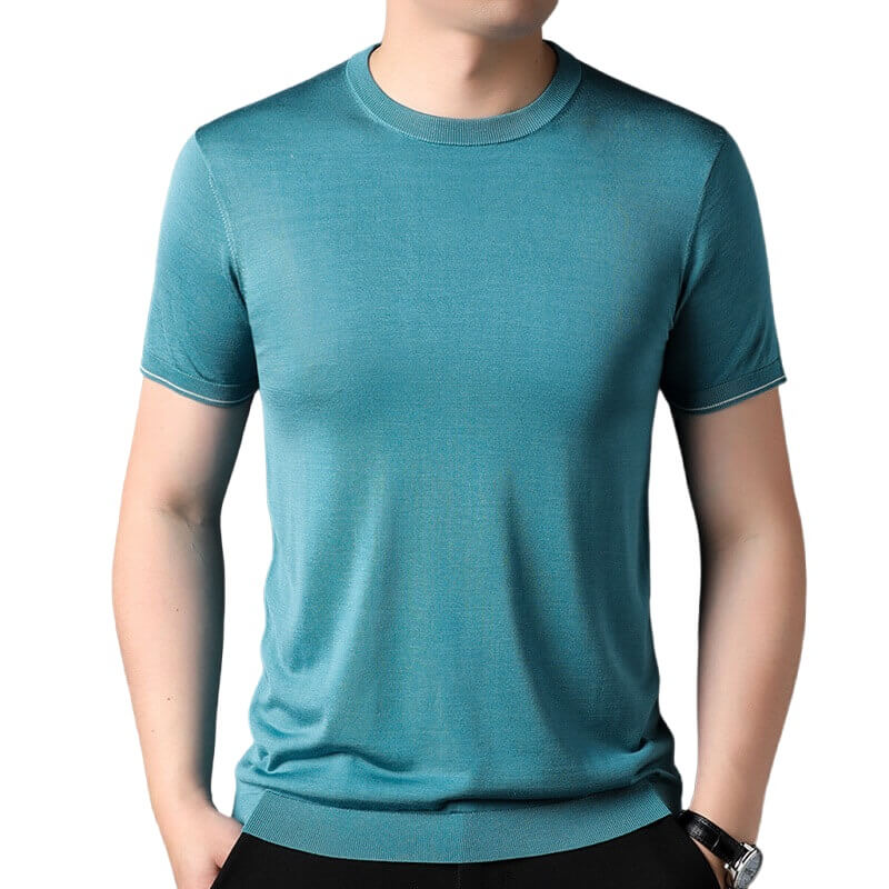 Men’s Lightweight 100% Silk Crewneck Sweater T-Shirt