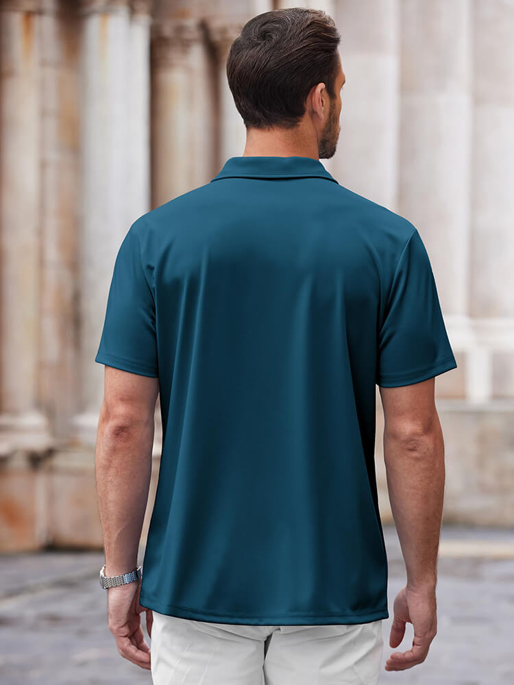 Men's Classic Short-Sleeve Button-Down Collar Silk Shirt