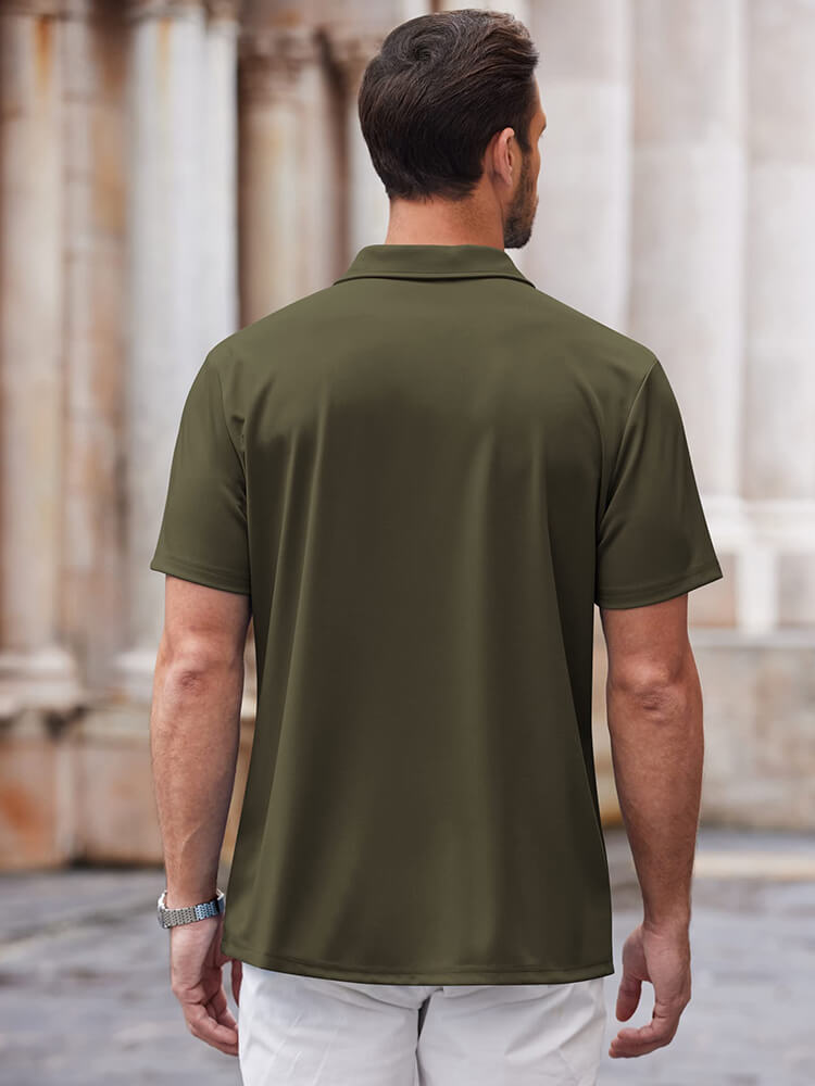 Men's Classic Short-Sleeve Button-Down Collar Silk Shirt