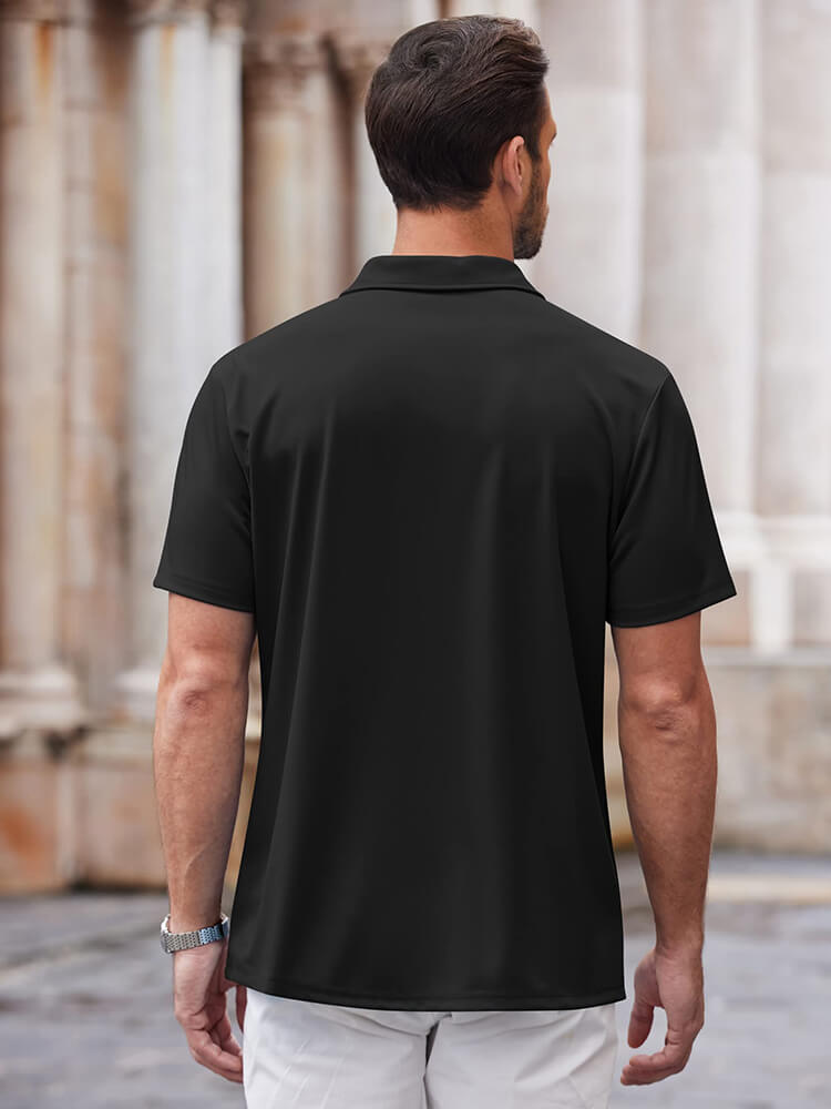 Men's Classic Short-Sleeve Button-Down Collar Silk Shirt