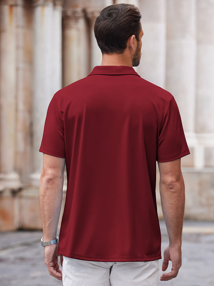 Men's Classic Short-Sleeve Button-Down Collar Silk Shirt