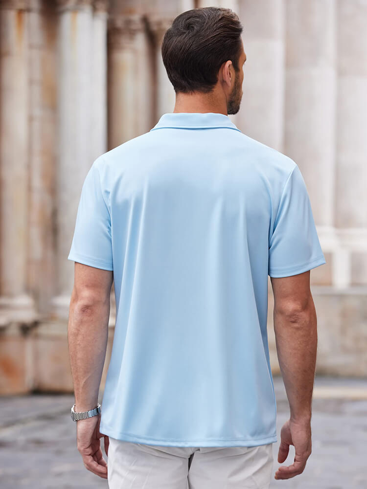 Men's Classic Short-Sleeve Button-Down Collar Silk Shirt