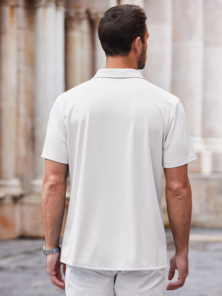 Men's Classic Short-Sleeve Button-Down Collar Silk Shirt