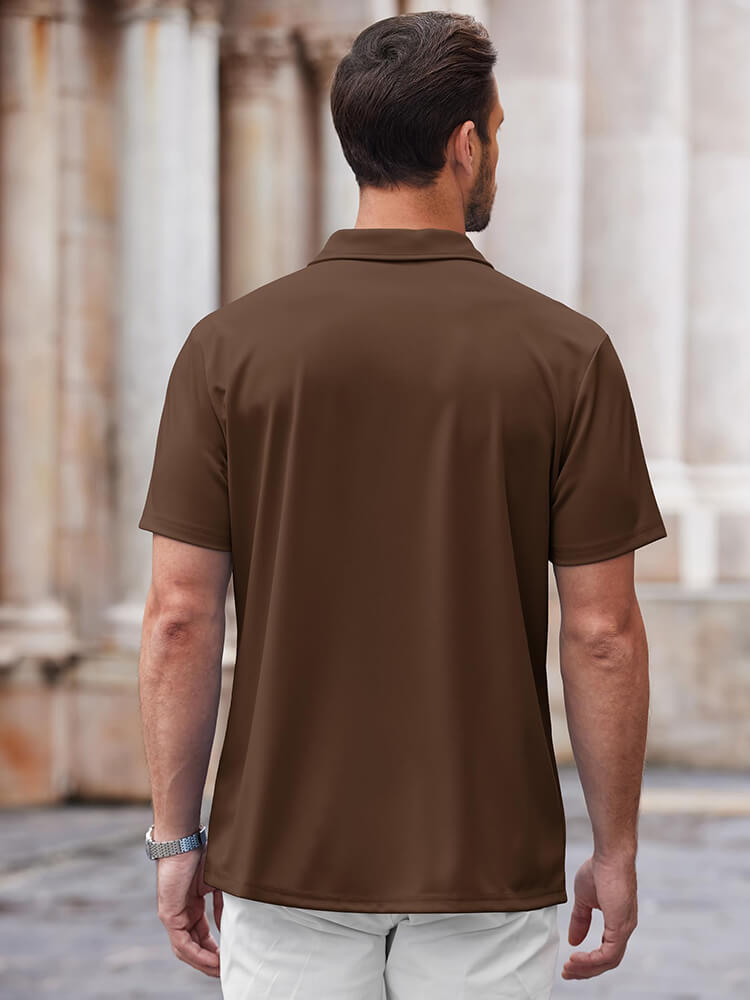 Men's Classic Short-Sleeve Button-Down Collar Silk Shirt