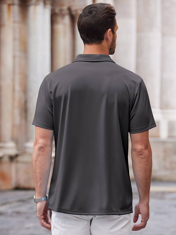 Men's Classic Short-Sleeve Button-Down Collar Silk Shirt