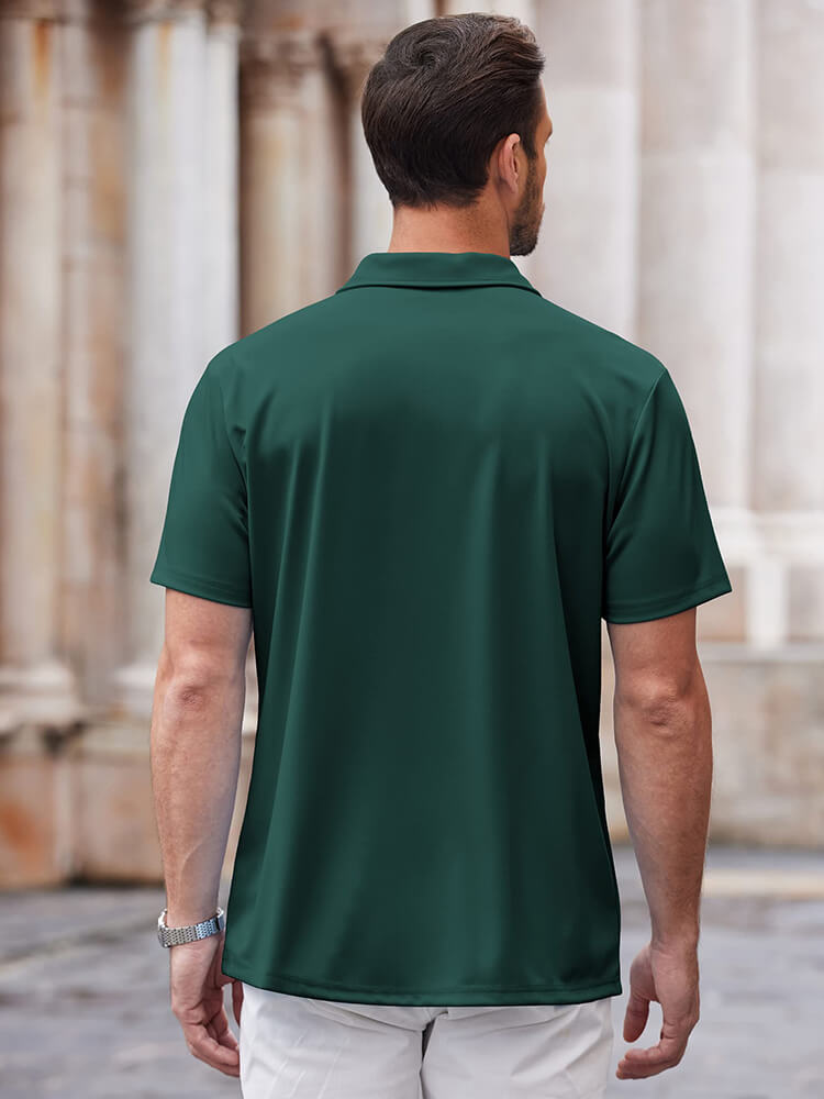 Men's Classic Short-Sleeve Button-Down Collar Silk Shirt