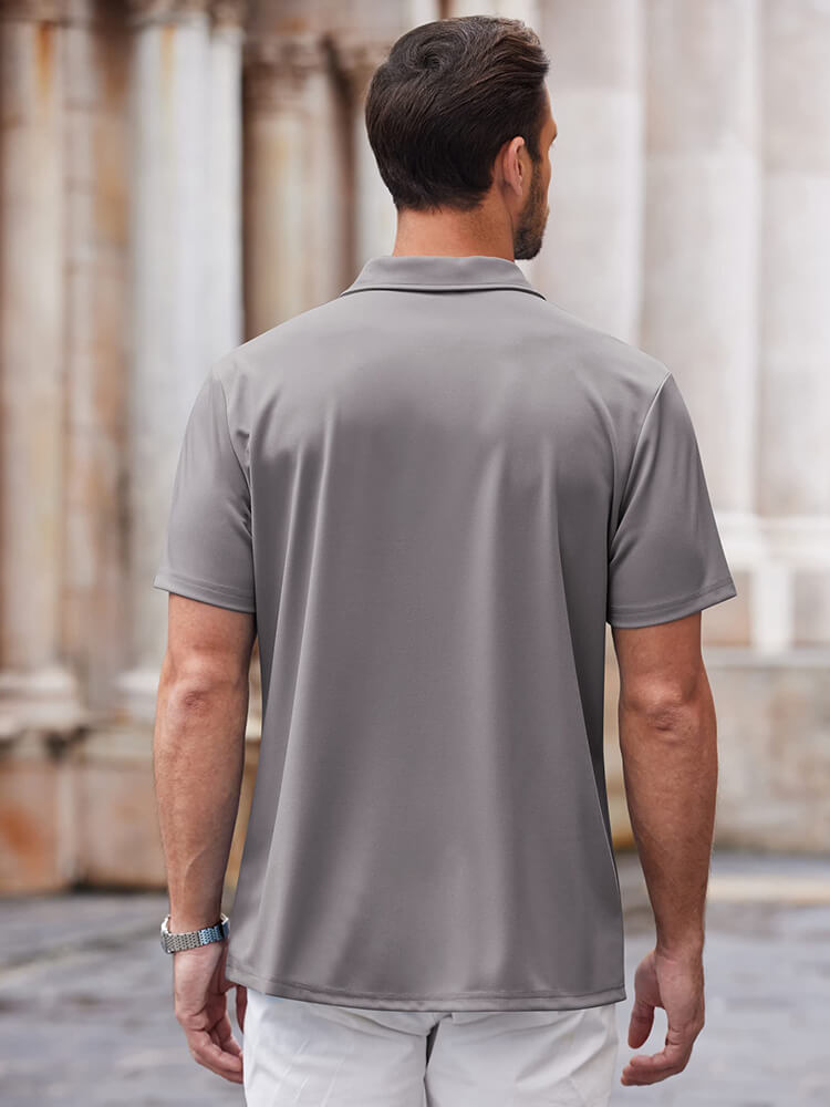 Men's Classic Short-Sleeve Button-Down Collar Silk Shirt