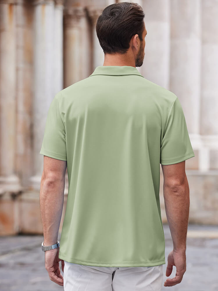 Men's Classic Short-Sleeve Button-Down Collar Silk Shirt