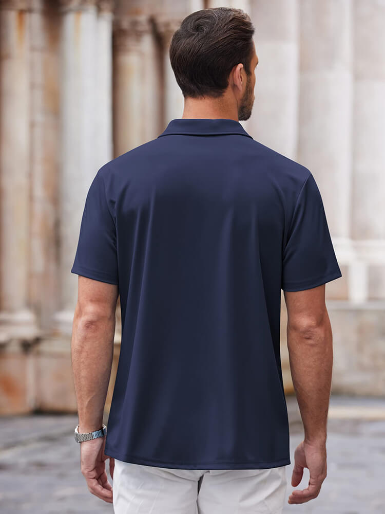 Men's Classic Short-Sleeve Button-Down Collar Silk Shirt