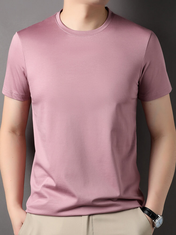 Men's Short Sleeve Crew Neck Silk T-Shirt
