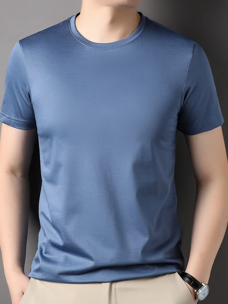 Men's Short Sleeve Crew Neck Silk T-Shirt