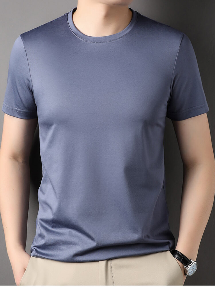 Men's Short Sleeve Crew Neck Silk T-Shirt