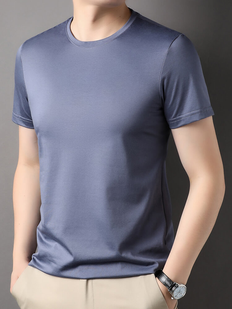 Men's Short Sleeve Crew Neck Silk T-Shirt
