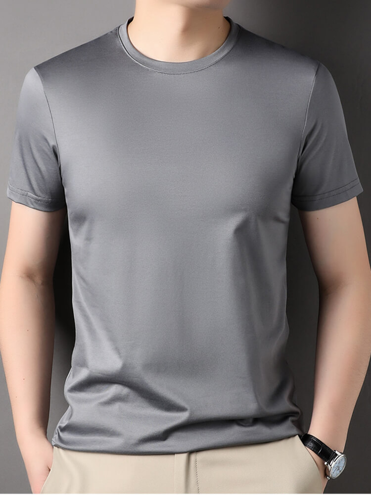 Men's Short Sleeve Crew Neck Silk T-Shirt