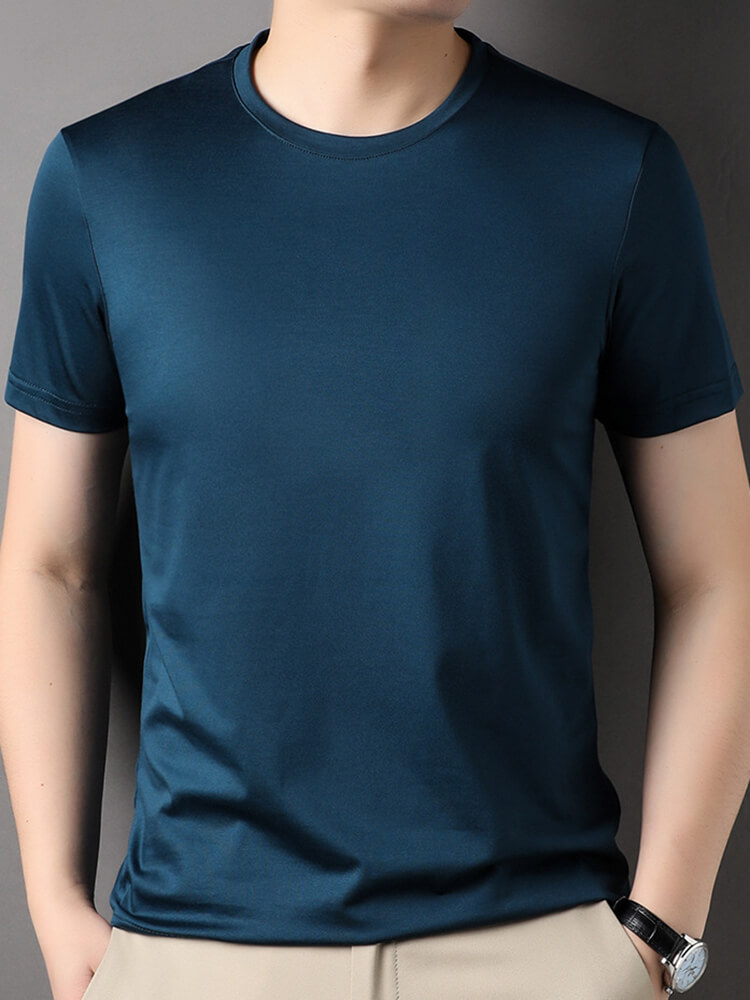 Men's Short Sleeve Crew Neck Silk T-Shirt