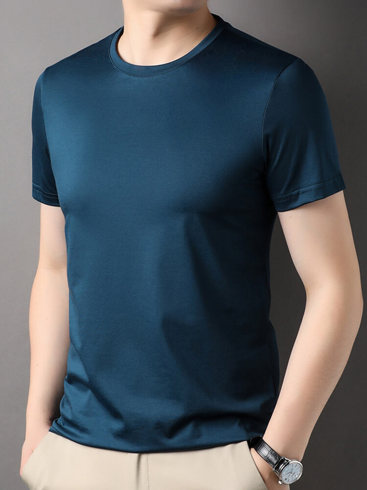 Men's Short Sleeve Crew Neck Silk T-Shirt