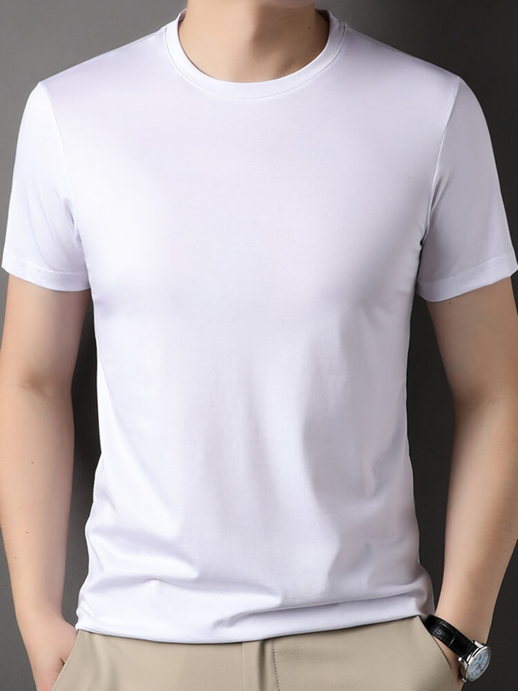 Men's Short Sleeve Crew Neck Silk T-Shirt