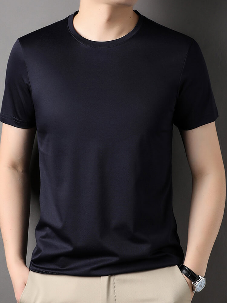 Men's Short Sleeve Crew Neck Silk T-Shirt
