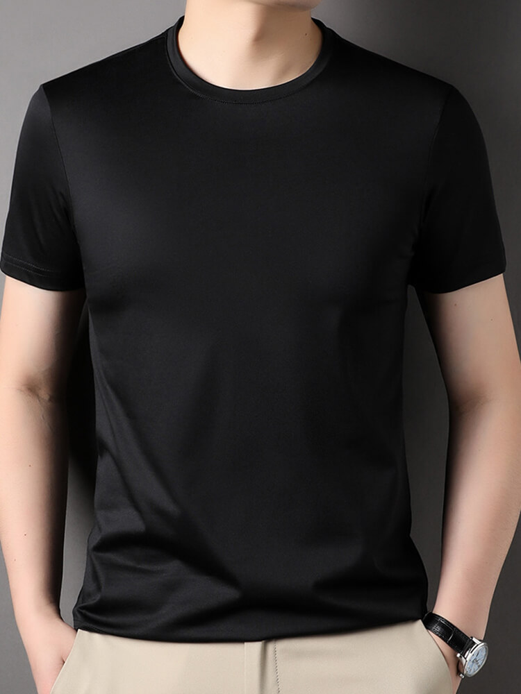 Men's Short Sleeve Crew Neck Silk T-Shirt