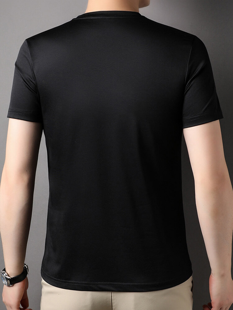 Men's Short Sleeve Crew Neck Silk T-Shirt